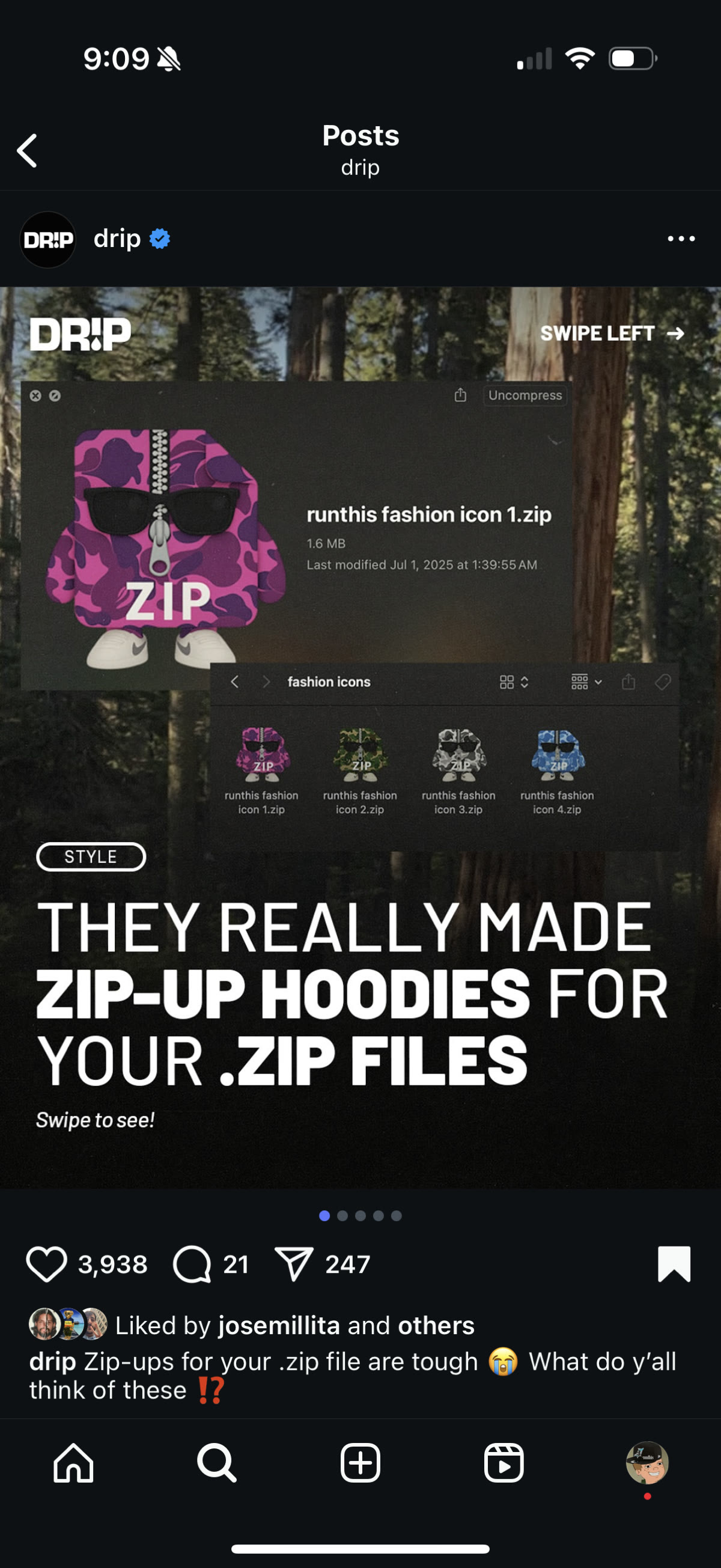 @drip Instagram post featuring Fashion Icons.Zip